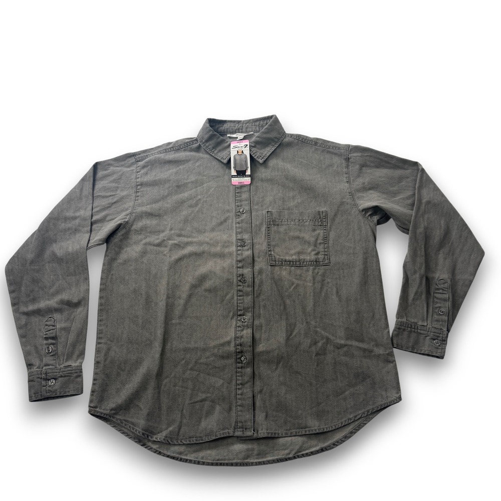 Seven7 Womens Smoke Solid Button Down Shirt Long Sleeve MY7471DE Small NWT
